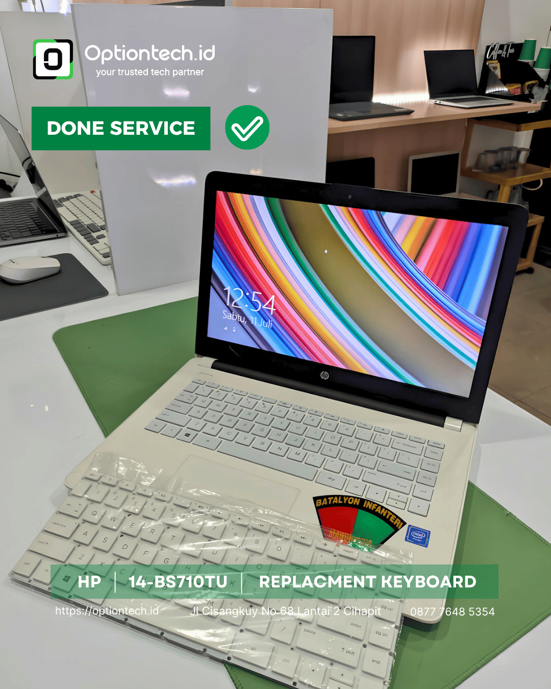 Portfolio Service Laptop HP 14-BS710TU: Ganti Keyboard Rusak & Macet di Bandung - OptionTech Bandung