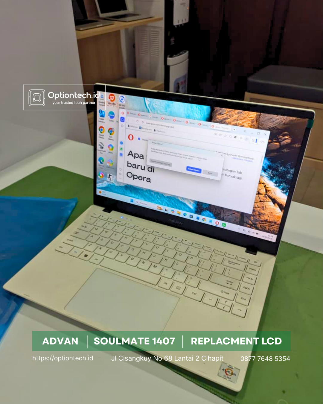 Portfolio Ganti LCD Laptop Advan Soulmate 1407 Pecah  Bandung - OptionTech Bandung