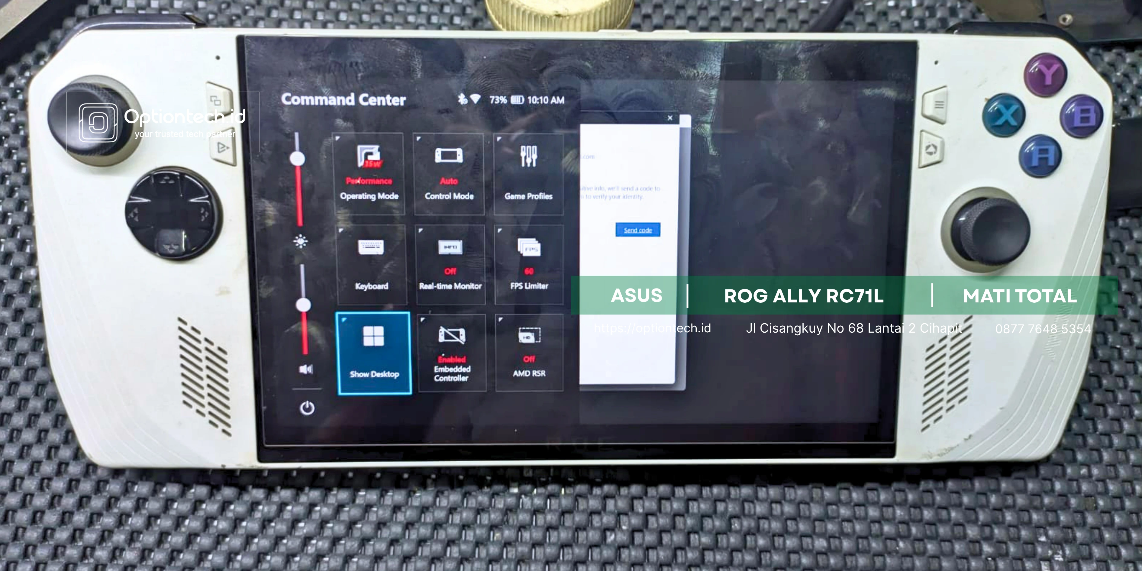 Portfolio Service ASUS ROG Ally RC71L Mati Total & Short IC Power Bandung - OptionTech Bandung