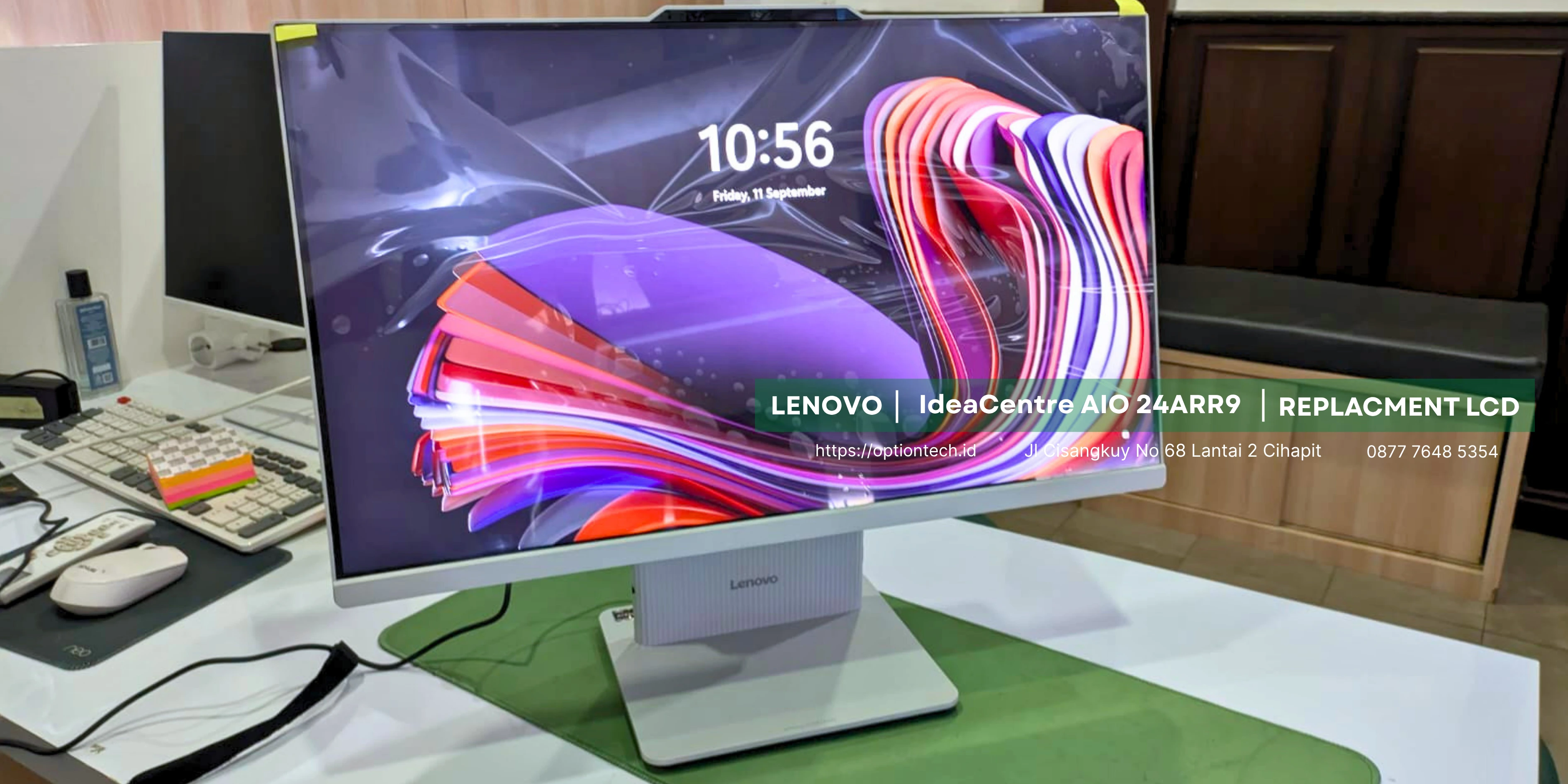 Portfolio Solusi Layar All-in-One Lenovo IdeaCentre AIO 24ARR9 Bergaris, Flickering & Retak Bandung - OptionTech Bandung