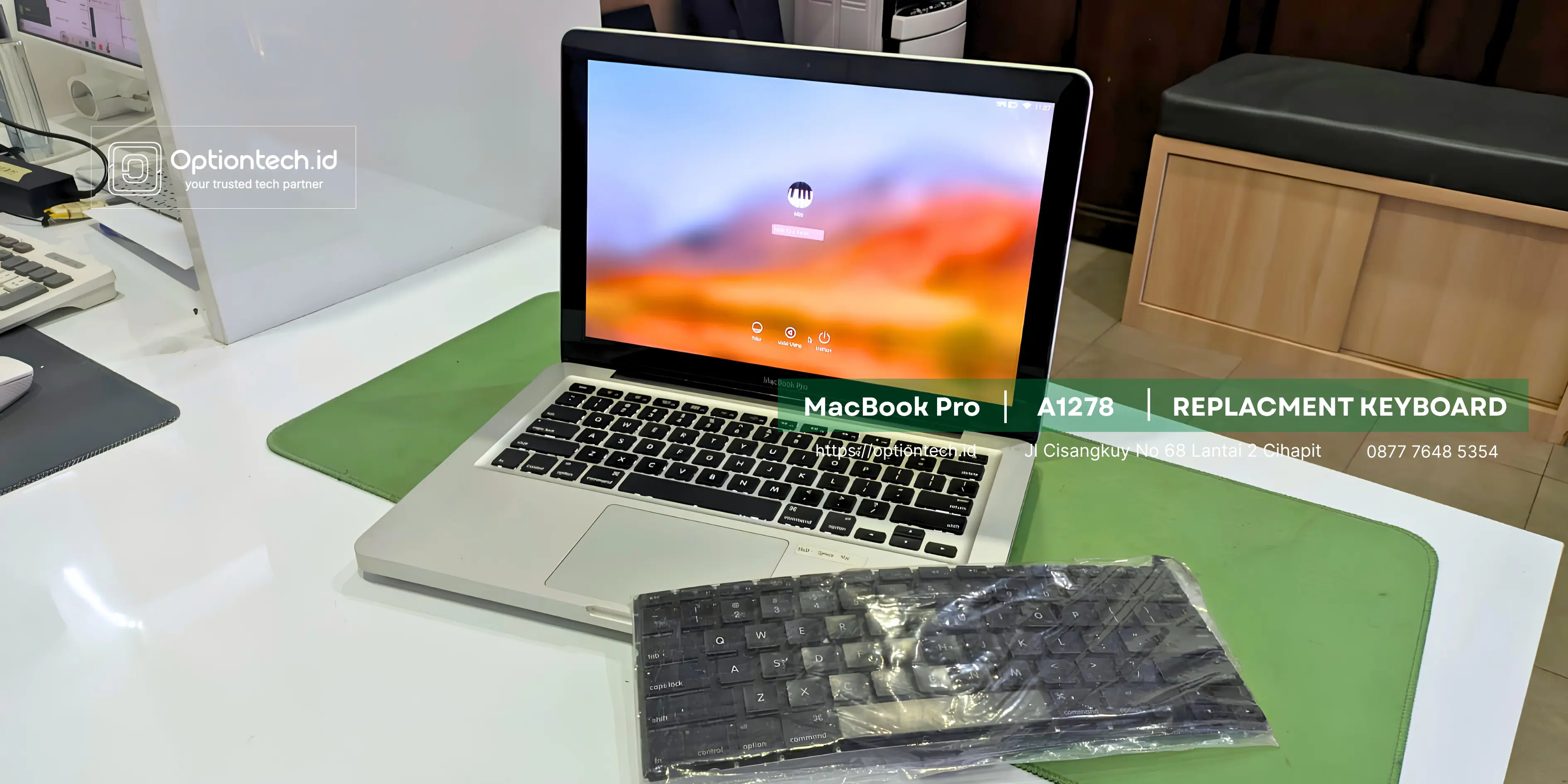 Portfolio Ganti Keyboard MacBook Pro A1278 Rusak & Tidak Responsif Bandung - OptionTech Bandung