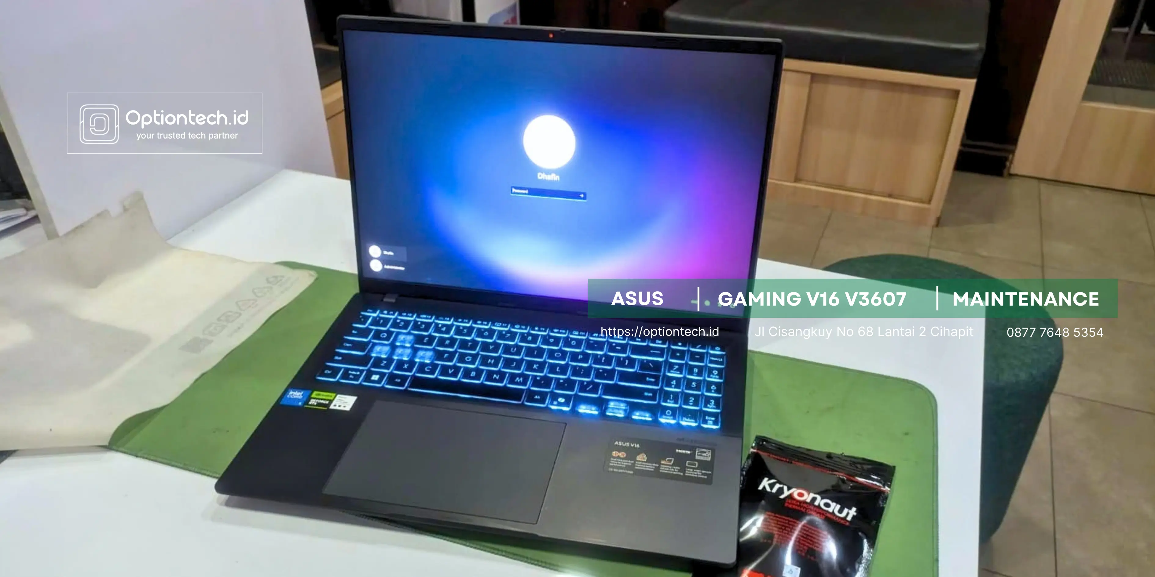 Portfolio Penanganan ASUS Gaming V16 V3607 Overheat & Cepat Panas Bandung - OptionTech Bandung