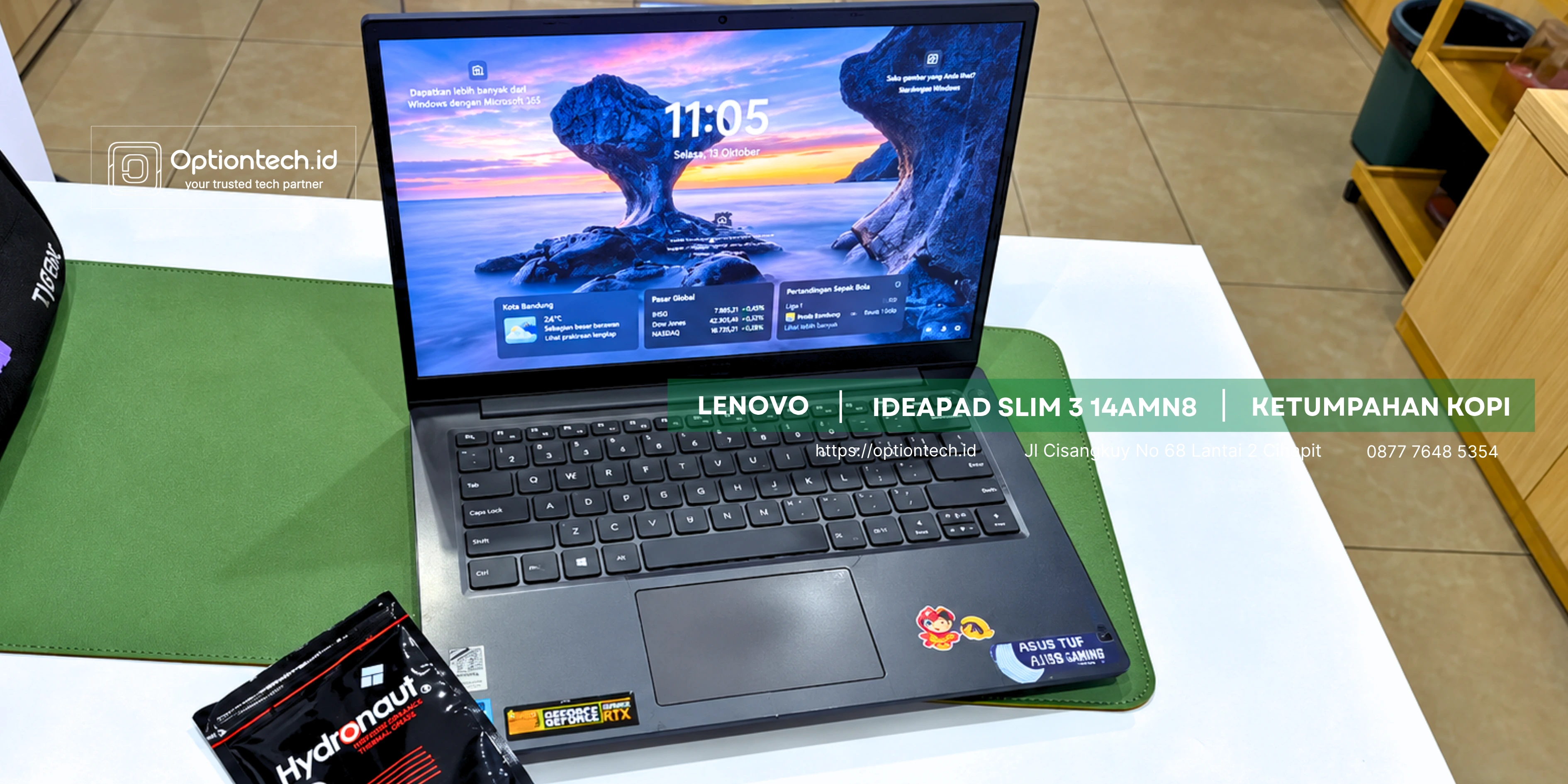 Portfolio Service Laptop Lenovo IdeaPad Slim 3 14AMN8 Ketumpahan Kopi Bandung - OptionTech Bandung