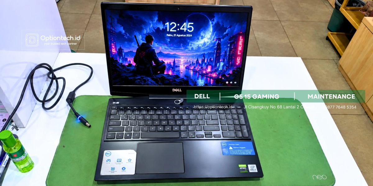 Hasil cleaning dual fan dan ganti thermal paste laptop gaming Dell G5 15 di OptionTech Bandung