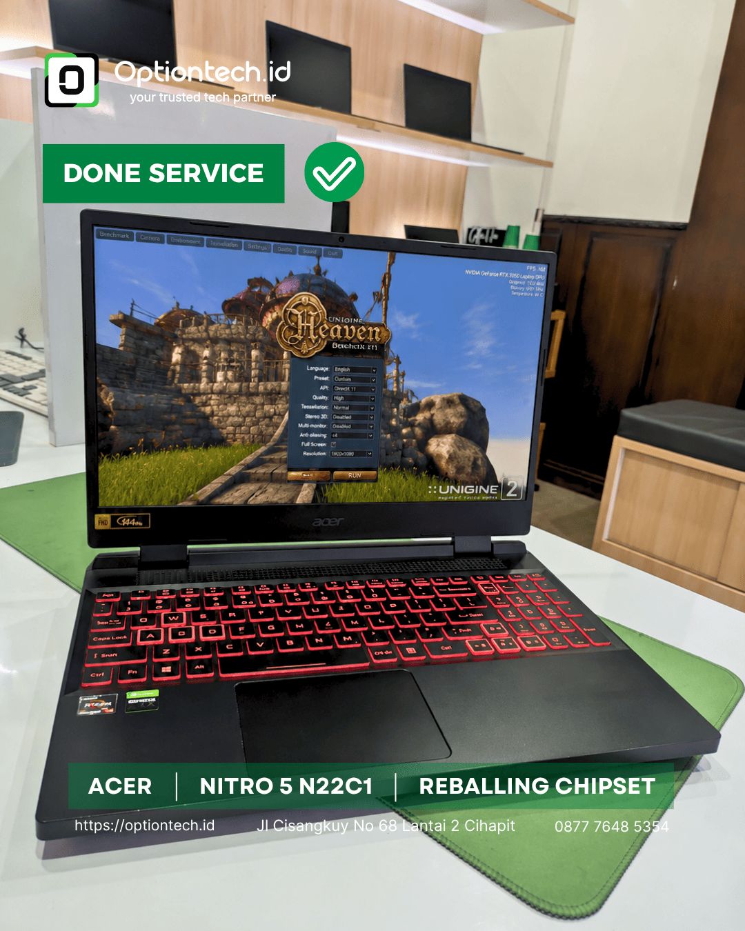 Service Acer Nitro 5 N22C1 Bandung — Layar No Display