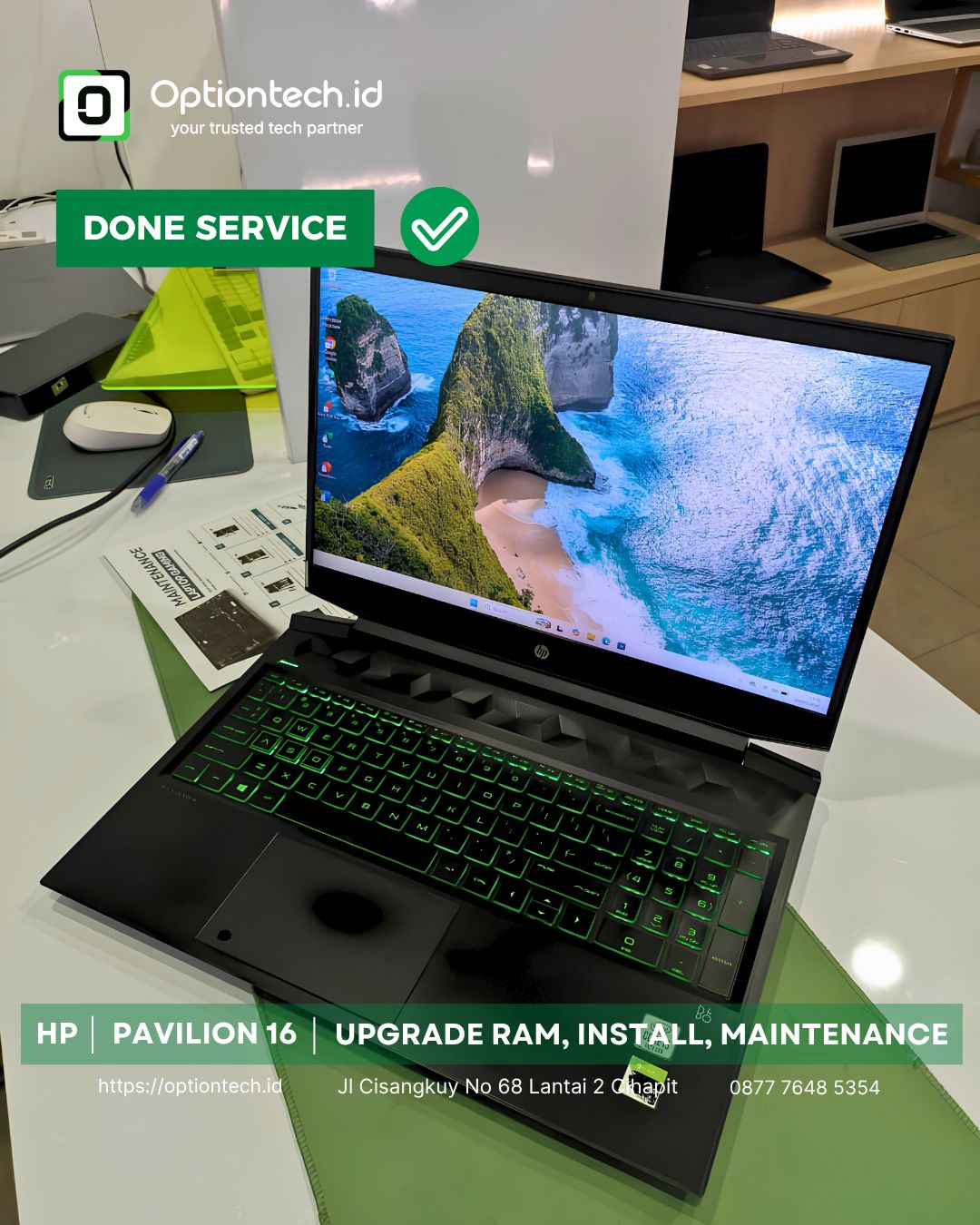 Service HP Pavilion 16 Bandung - Lemot & Hang