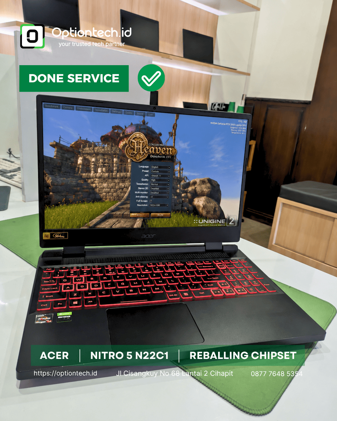 Service Acer Nitro 5 N22C1 Bandung — Layar No Display